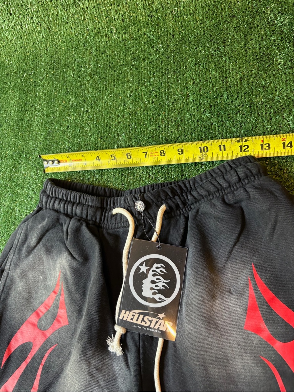 HeliStar Men’s Black Athletic Shorts with Red Flame Print - Picture 8 of 9